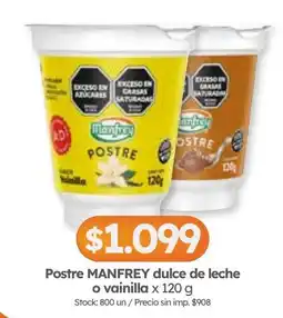 Cordiez Manfrey postre dulce de leche o vainilla oferta