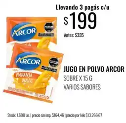 Supermercados Tadicor Arcor jugo en polvo varios sabores oferta