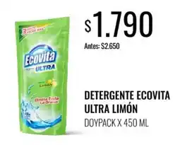 Supermercados Tadicor Ecovita detergente ultra limón oferta