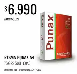 Supermercados Tadicor Punax resma a4 oferta