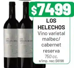 Almacor Los helechos vino varietal malbec/cabernet reserva oferta