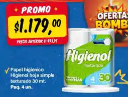 Supermercados Damesco Higienol papel higienico hoja simple texturado oferta