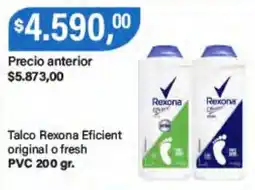 Supermercados Damesco Rexona talco eficient original o fresh oferta