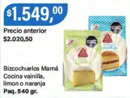 Supermercados Damesco Bizcochuelos Mamá Cocina vainilla, limon o naranja oferta