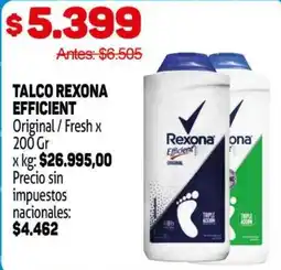 Makro Rexona talco efficient oferta