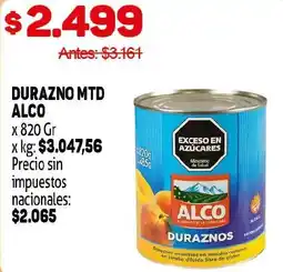 Makro Alco duraznos oferta