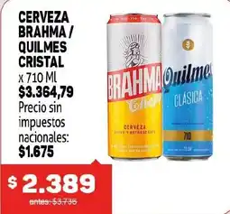 Makro Brahma cerveza / Quilmes cristal oferta