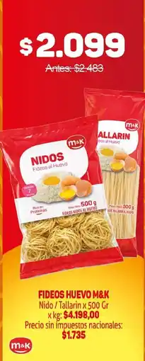 Makro M&K fideos huevo oferta