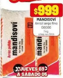 Almacor Mandisovi - arroz largo fino 00000 oferta