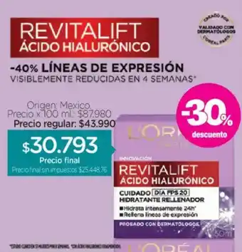 L'oreal revitalift acido hialuronico