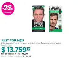 Farmacity Just for men kit coloración en shampoo para hombre oferta