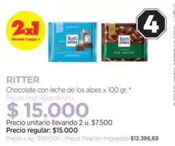 Farmacity Ritter chocolate con leche de los alpes oferta