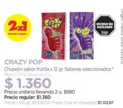Farmacity Crazy pop chupetin sabor frutilla oferta