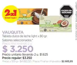Farmacity Vauquita tableta dulce de leche light oferta