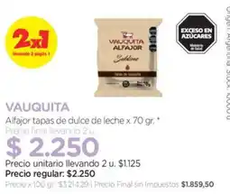 Farmacity Vauquita alfajor tapas de dulce de leche oferta