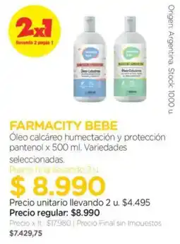 Farmacity Farmacity bebe óleo calcáreo humectación y protección pantenol oferta
