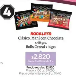Farmacity Rocklets clásico, maní con chocolate oferta