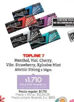 Farmacity Topline 7 Menthol, Viol. Cherry, Vibr. Strawberry, Xplosive Mint Atomic Strong oferta