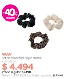 Farmacity Wav set de scrunchies negro animal oferta