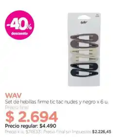 Farmacity Wav set de hebillas firme tic tac nudes y negro oferta