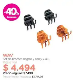 Farmacity Wav set de broches negros y carey x 4 u. oferta