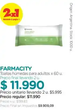 Farmacity Farmacity toallas húmedas para adultos oferta