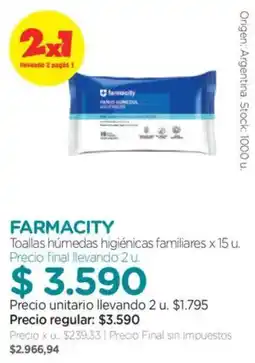 Farmacity Farmacity toallas húmedas higiénicas familiares oferta