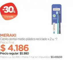 Farmacity Meraki cepillo dental medio plastico reciclado oferta