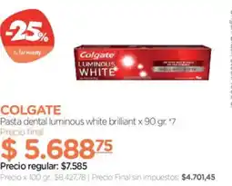 Farmacity Colgate pasta dental luminous white brilliant oferta
