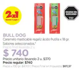 Farmacity Bull dog caramelo masticable regaliz ácido frutilla oferta
