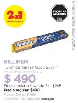 Farmacity Billiken turrón de maní sin tacc oferta