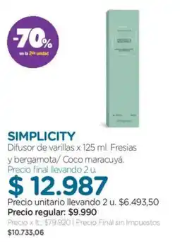 Farmacity Simplicity difusor de varillas oferta