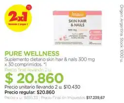 Farmacity Pure wellness suplemento dietario skin hair & nails oferta