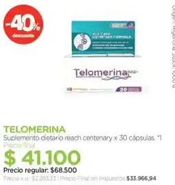 Farmacity Telomerina suplemento dietario reach centenary oferta