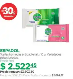 Farmacity Espadol toallas húmedas antibacterial oferta