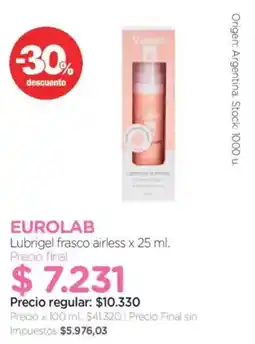 Farmacity Eurolab lubrigel frasco airless oferta