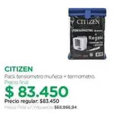 Farmacity Citizen pack tensiometro muñeca + termometro oferta