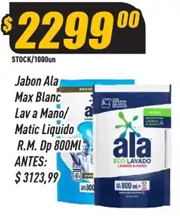 Supermercados Comodin Ala jabon ala max blanc lav a mano/ matic liquido oferta