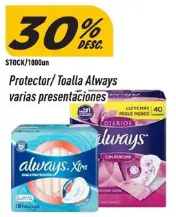 Supermercados Comodin Always protector/ toalla varias presentaciones oferta