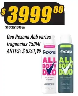Supermercados Comodin Rexona deo aob varias fragancias oferta
