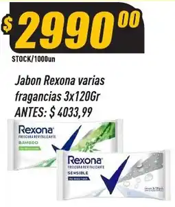 Supermercados Comodin Rexona jabon varias fragancias oferta