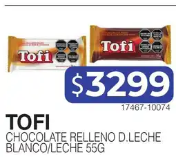 Masivos Tofi chocolate relleno d.leche blanco/leche oferta