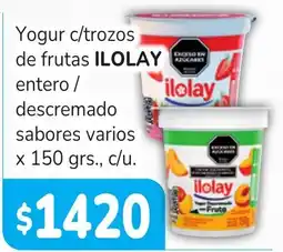 Unico Supermercados Ilolay yogur c/trozos de frutas entero / descremado sabores varios oferta