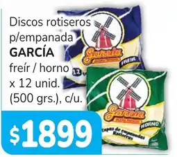 Unico Supermercados García discos rotiseros p/empanada freír / horno oferta