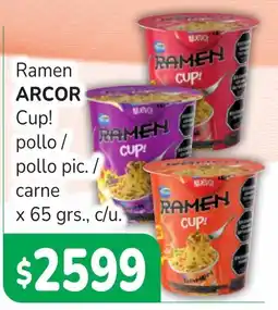 Unico Supermercados Arcor ramen cup! pollo / pollo pic. / carne oferta
