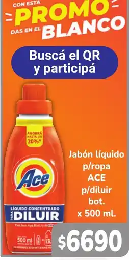 Unico Supermercados Ace jabón líquido p/ropa p/diluir oferta