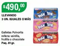 Supermercados Damesco Polvorita galletas rellena vainilla frutilla o chocolate oferta