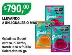 Supermercados Damesco Gelatinas Godet cereza, durazno, frambuesa o frutilla oferta