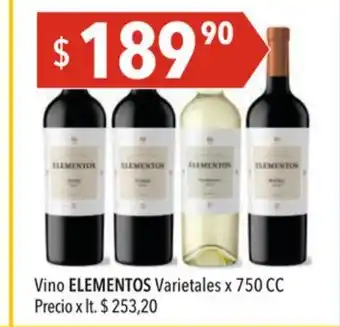 Hergo Elementos Vino Varietales x 750cc oferta