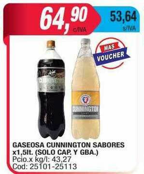 Maxiconsumo Gaseosa Cunnington Sabores oferta